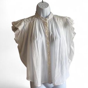 Madewell white Ruffled Blouse